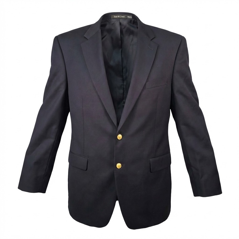 Ralph Lauren Blazer 46R Navy Wool Gold Buttons Old Money Preppy Crest LRL
